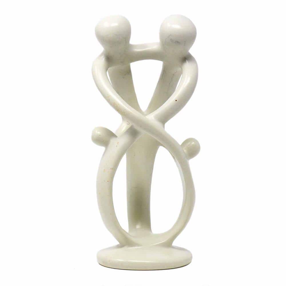 Global Crafts 10 in. Natural Stone 2-Parents 2-Children Soapstone