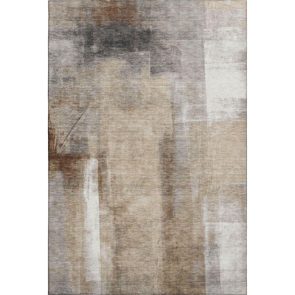 Mayfield Premium Machine Washable Abstract AMF1984 Beige 10 ft. x 14 ft. Area Rug