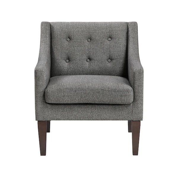 Lazzara Oswald Gray Textured Fabric Upholstery Accent Arm