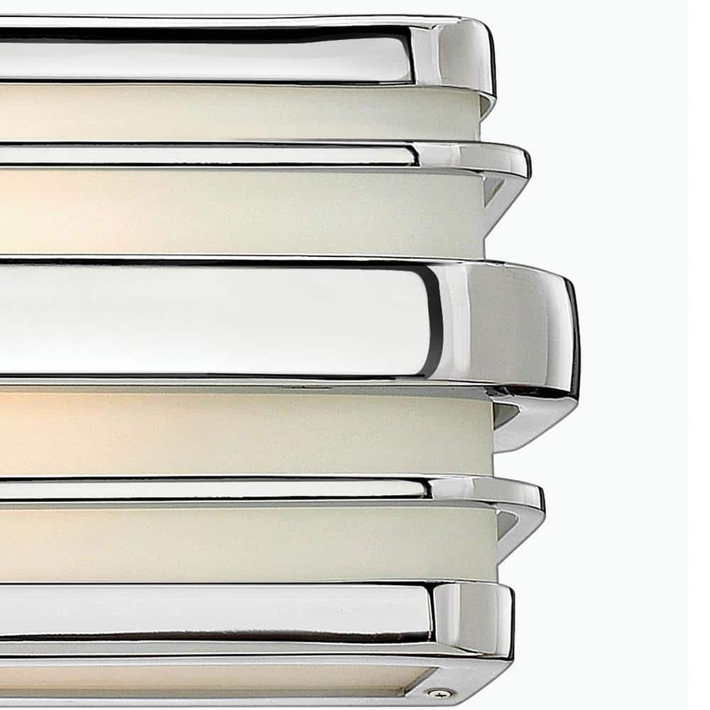 Winton 37.25" Chrome Vanity Light with White Etched Glass Panels
