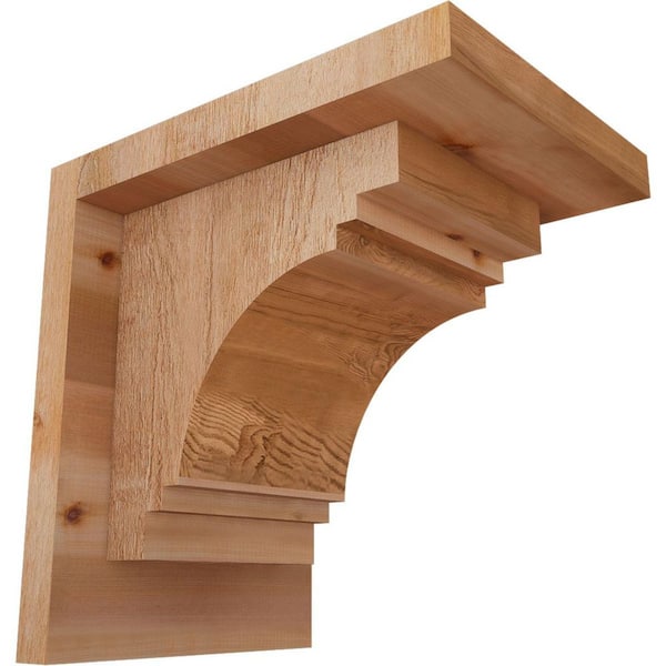 Ekena Millwork 6 in. x 8 in. x 8 in. Western Red Cedar Pescadero Rough Sawn Corbel with Backplate