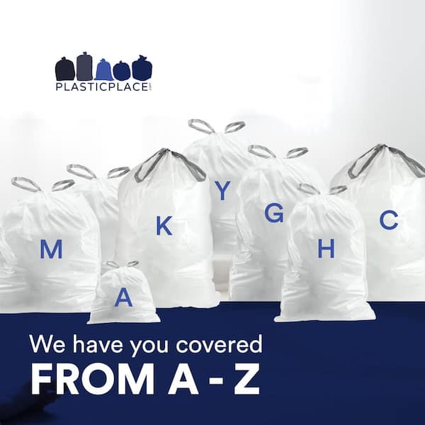 Plasticplace 23 75 In X 31 5 In 13 Gal To 16 Gal L White Drawstring Garbage Liners Simplehuman Code P Compatible 100 Count Tra255wh The Home Depot