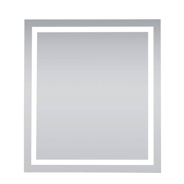 Unbranded Timeless Home 36 in. W x 40 in. H Rectangle Frameless Silver LED Mirror