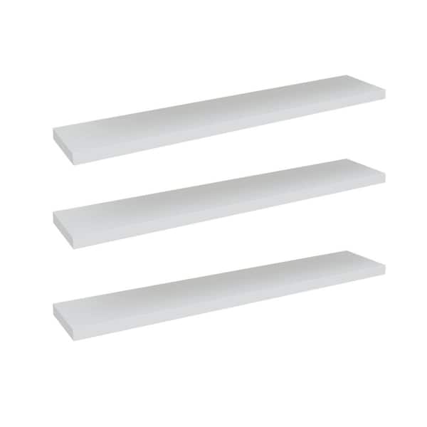 35.5 in. W x 6.7 in. D White Floating Shelves Decorative Wall Shelf (Set of 3)