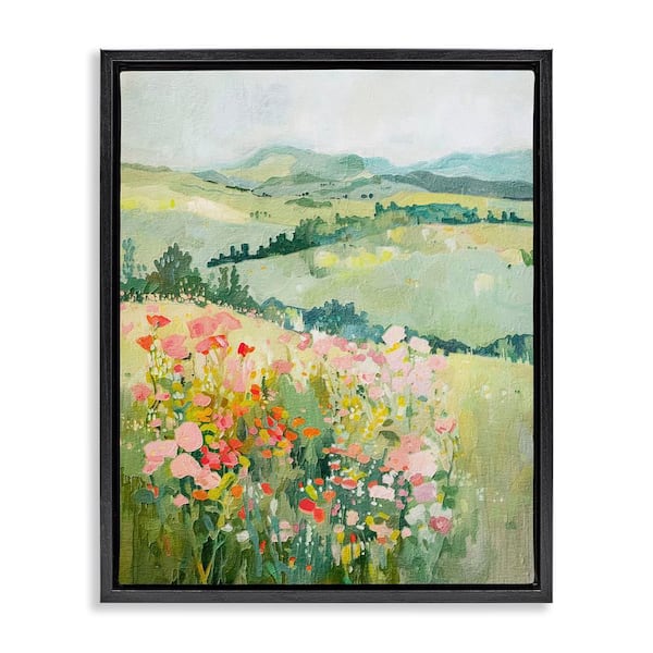 Stupell Industries Soft Flowers Meadow by RileyB Black Floater Frame Nature Graphic Art Print 21 in. x 17 in.
