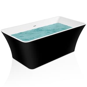 Freestanding 53.9 in. Fiberglass FlatBottom Non-Whirlpool Bathtub in Glossy Black