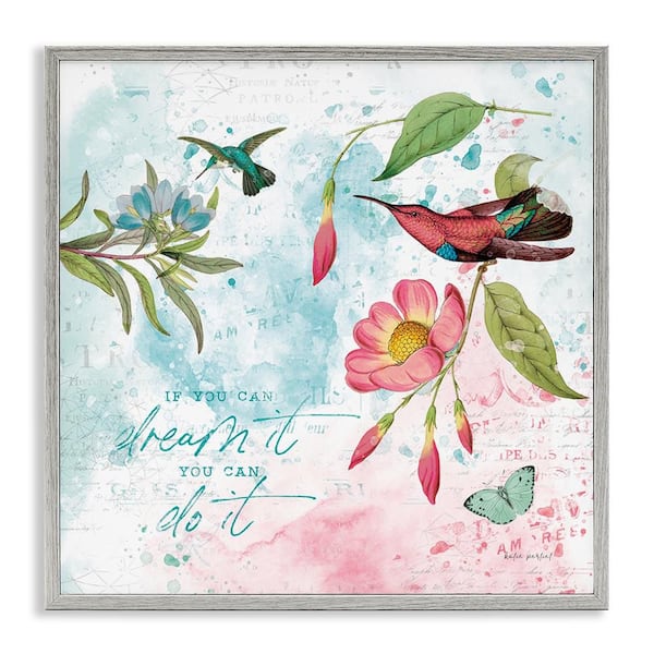 Stupell Industries Inspirational Dream & Do It by Katie Pertiet Gray Framed Animal Giclee Art Print 12 in. x 12 in.