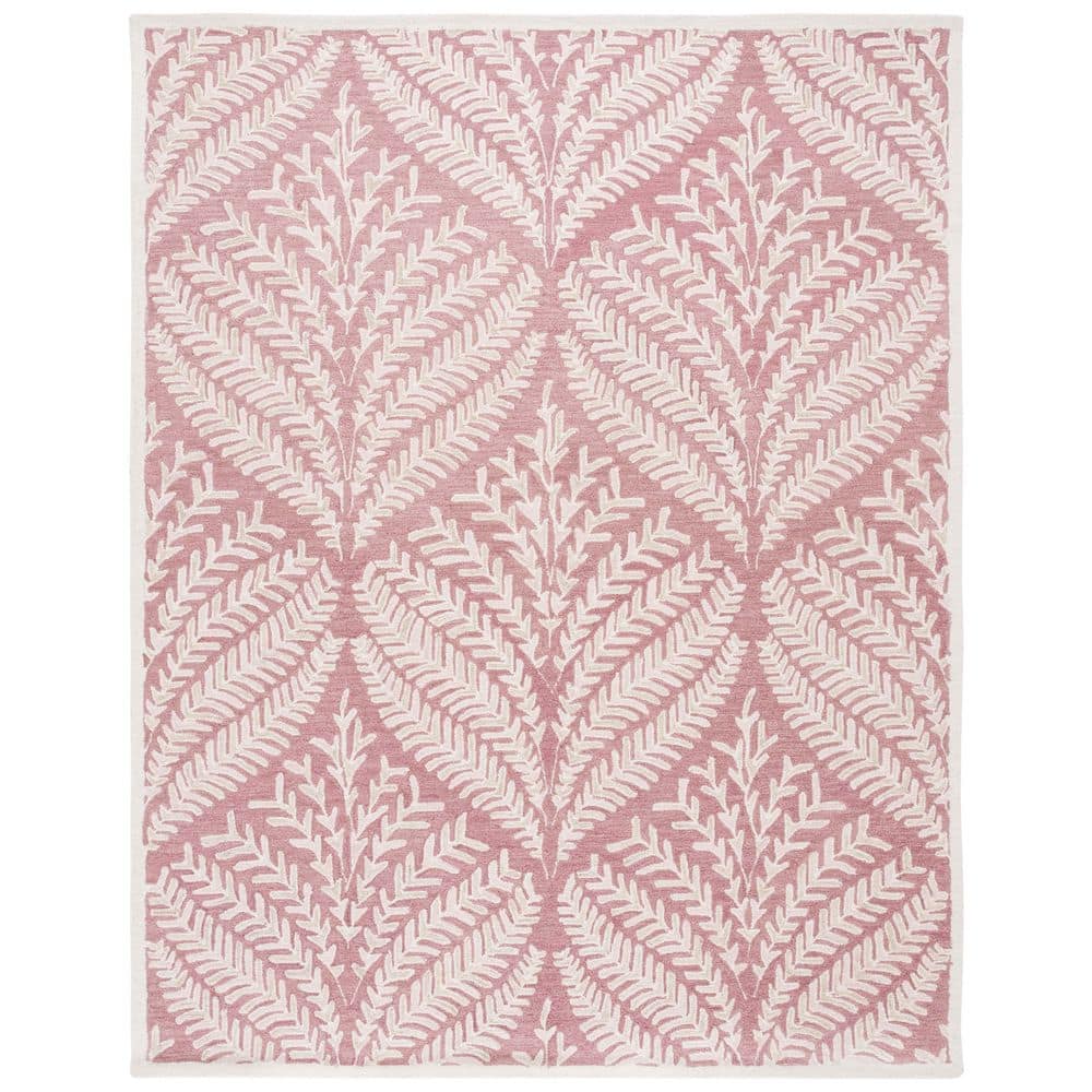 SAFAVIEH Capri Pink/Ivory 8 ft. x 10 ft. Geometric Leaf Area Rug ...