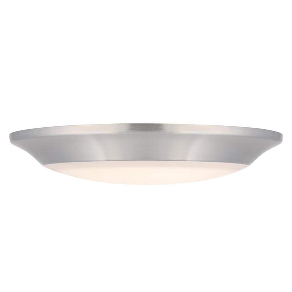 Brushed Nickel 7.5-Inch LED Flush Mount Light with Frosted Acrylic Shade