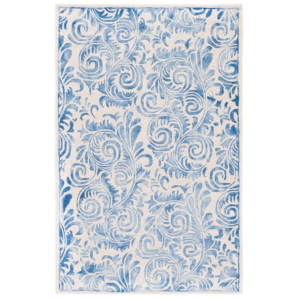 Dip Dye 5 ft. x 8 ft. Blue/Ivory Botanical Ornate Area Rug price history on PriceWatchPro