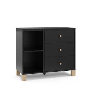 California Black with Driftwood 37.87 in. Wide 3-drawer Combo Dresser