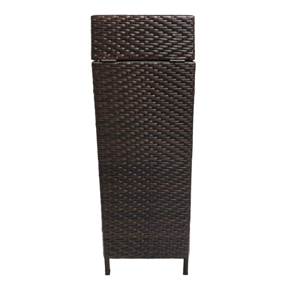 Keaton Brown 24.13-Gallon Wicker and Metal Outdoor Trash Can