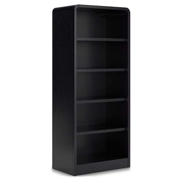 Signature DESIGN BY ASHLEY Rowanbeck 72 in. Tall Black 5-Shelf Wood Standard Bookcase