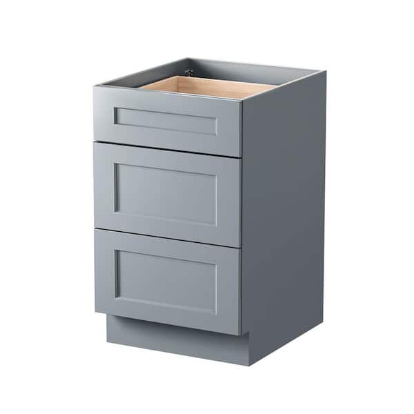 21 in. W x 24 in. D x 34.5 in. H Ready to Assemble Plywood Shaker Drawer Base Kitchen Cabinet in Grey with Soft Close