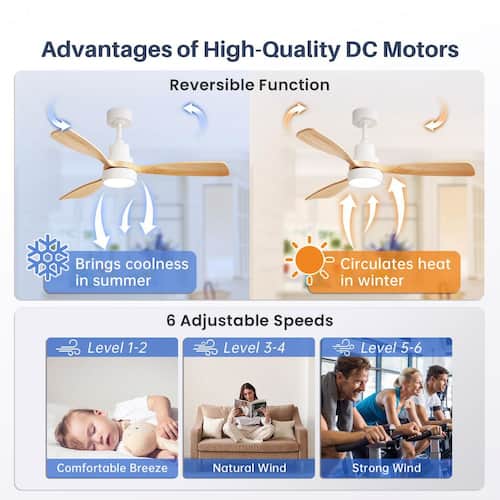 48 in. Smart Indoor/Outdoor White Ceiling Fan Integrated LED with Light Kit and Remote/App Control Ceiling Fans With Lights