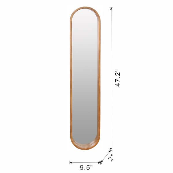 9.5 in. x 2 in. x 47.2 in. Decorative Rubber Frame Mirror with Elongated Oval Frame, Brown Wood