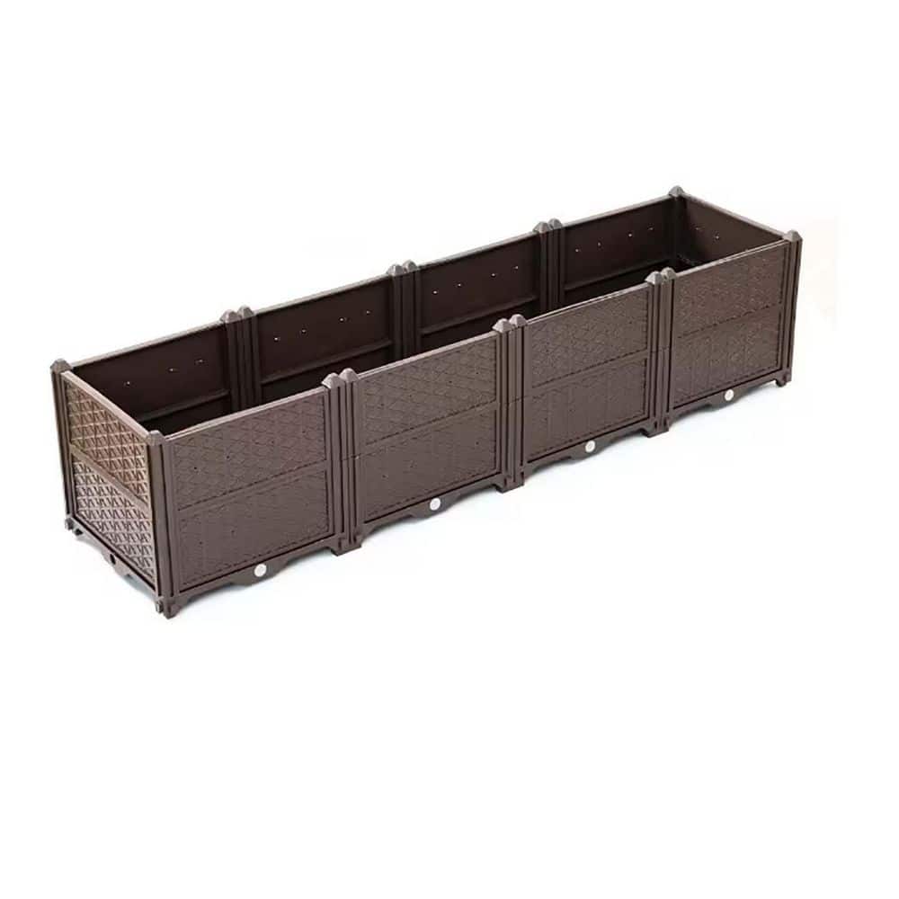 62.8 in. Brown Plastic Rectangular Raised Planter Box,Outdoor Plants Raised