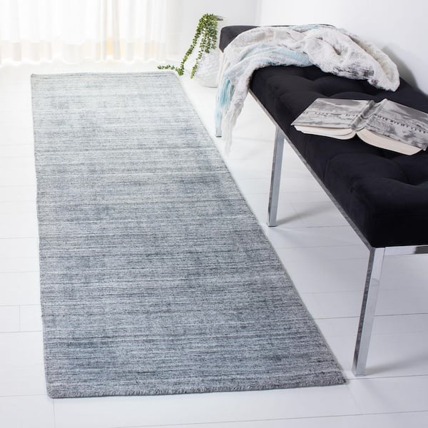 Mirage 2 ft. x 8 ft. Gray Distressed Striped Solid Color Runner Rug