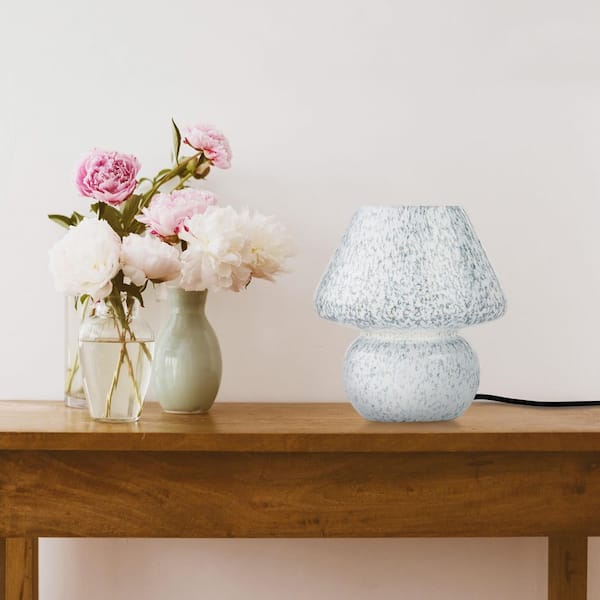 River of Goods Serena 8.75 in. Green/Blue Glass Mushroom Accent Lamp