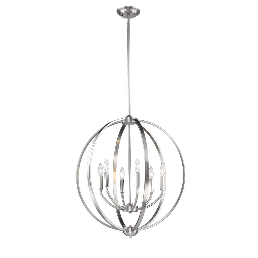 Contemporary Silver 6-Light Ambient Chandelier