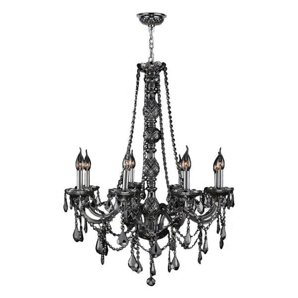 Worldwide Lighting Provence 8-Light Chrome with Smoke Crystal Chandelier