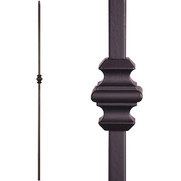 HOUSE OF FORGINGS Versatile 44 in. x 0.5 in. Satin Black Single Knuckle Solid Wrought Iron Baluster