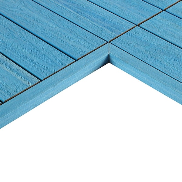 NewTechWood 1/12 ft. x 1 ft. Quick Deck Composite Deck Tile Inside Corner Trim in Caribbean Blue (2-Pieces/Box)