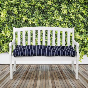 54 in. W Rectangular Patio Bench Cushion in Classic Navy, Stripe