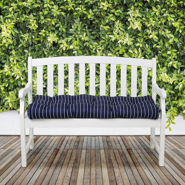 Classic Accessories 54 in. W Rectangular Patio Bench Cushion in Classic Navy, Stripe