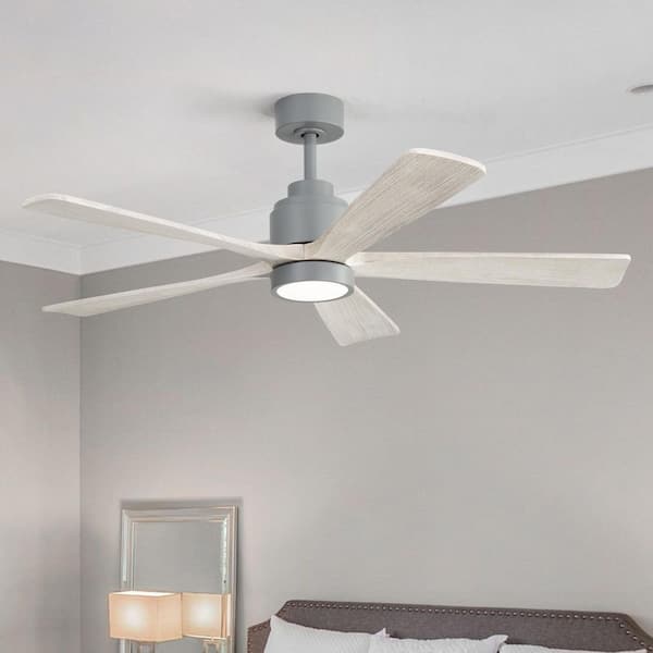 TMFXGX 52 in. Smart Gray Downrod Mount Standard Ceiling Fan with