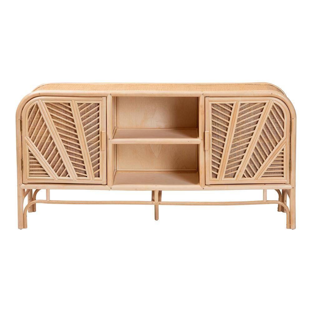 Carabella Natural Rattan Bohemian 2-Door Storage Cabinet