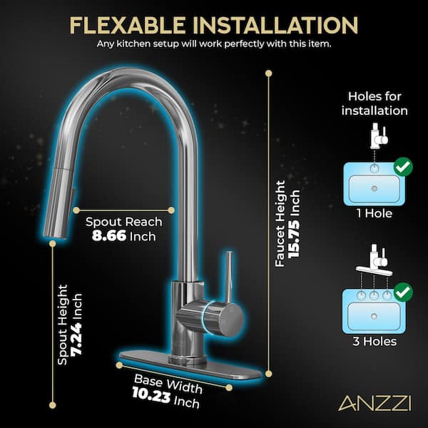 A★　　Laesse ANZZI Expedition Series 16 in. 1-Handle Pull-Down Sprayer Kitchen