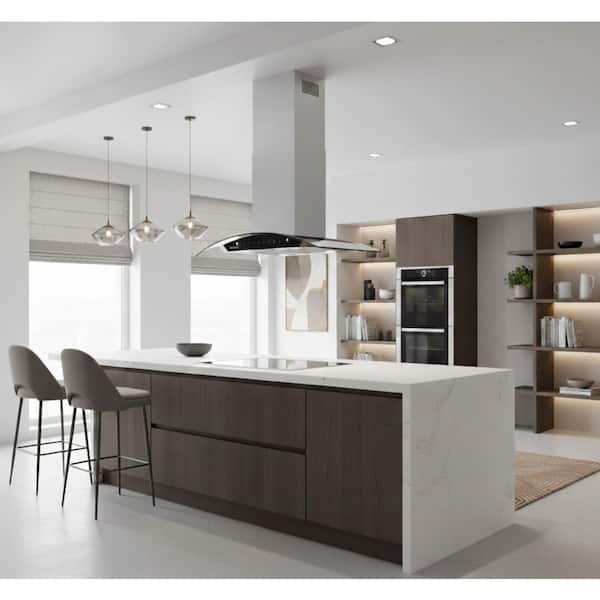 29.3 in. 900 CFM Ducted Island Mount Range Hood in Stainless Steel with LED Light and Glass Panel