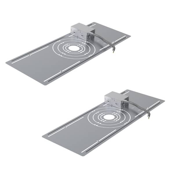 RUN BISON Canless New Construction Mounting Plate w/Auxiliary Junction Box, Fit 2/3/4/6/8 in. LED Recessed-Lighting (2-Pack)