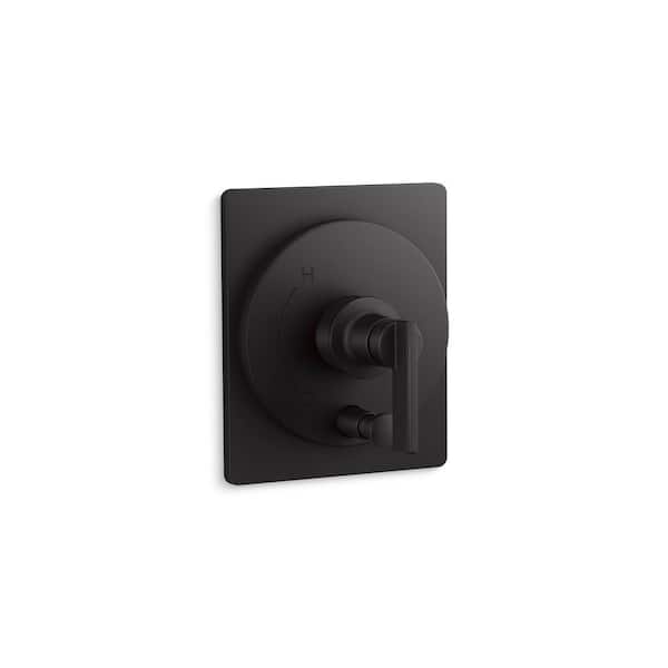 KOHLER Castia By Studio McGee Rite-Temp 1-Handle Valve Trim with Push-Button Diverter in Matte Black