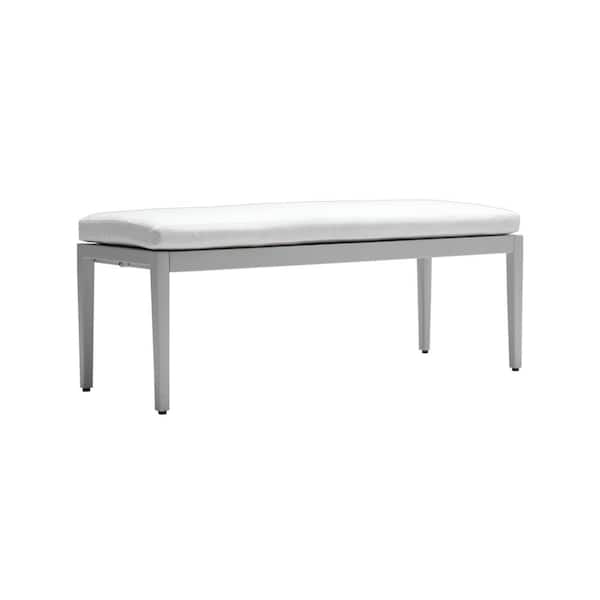 Unbranded Aluminum Outdoor Patio Bench, Garden Lounge Bench, Dining Table Bench with Sunbrella Gray Seat Cushion,