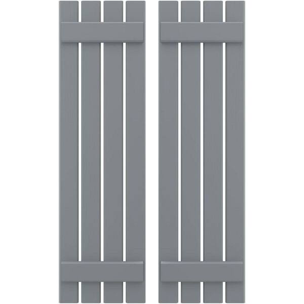 Ekena Millwork 15-1/2 in. W x 41 in. H Americraft 4-Board Exterior Real Wood Spaced Board and Batten Shutters in Ocean Swell