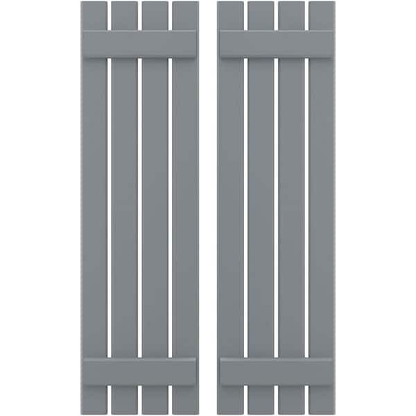 Ekena Millwork 15-1/2 in. W x 83 in. H Americraft 4-Board Exterior Real Wood Spaced Board and Batten Shutters in Ocean Swell