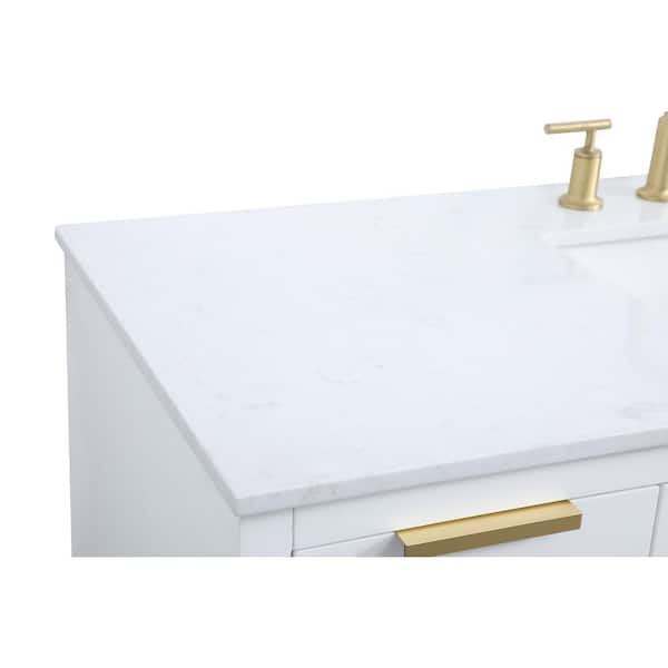 54 in. W x 22 in. D x 34 in. H Bath Vanity in White with Calacatta White Engineered Marble Top