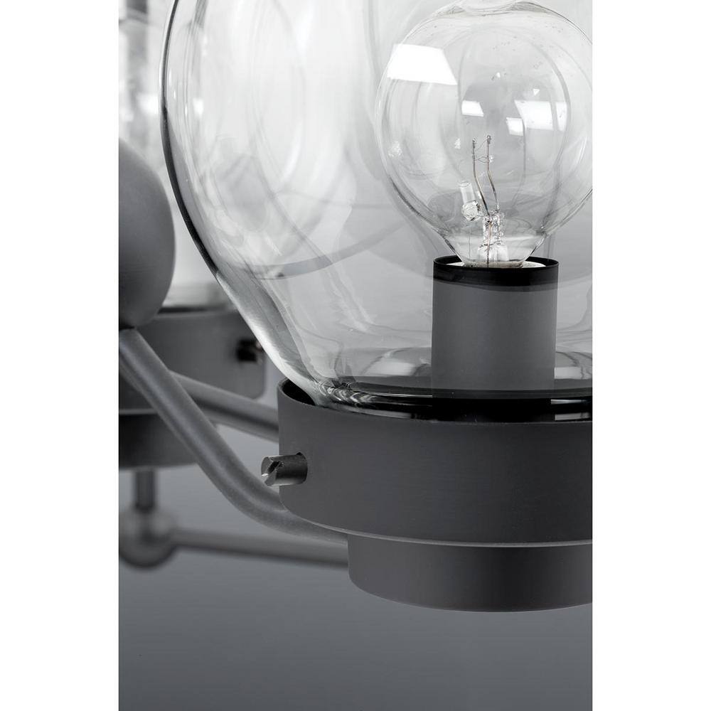 Matte Black 3-Light Bath Vanity with Clear Globe Shades