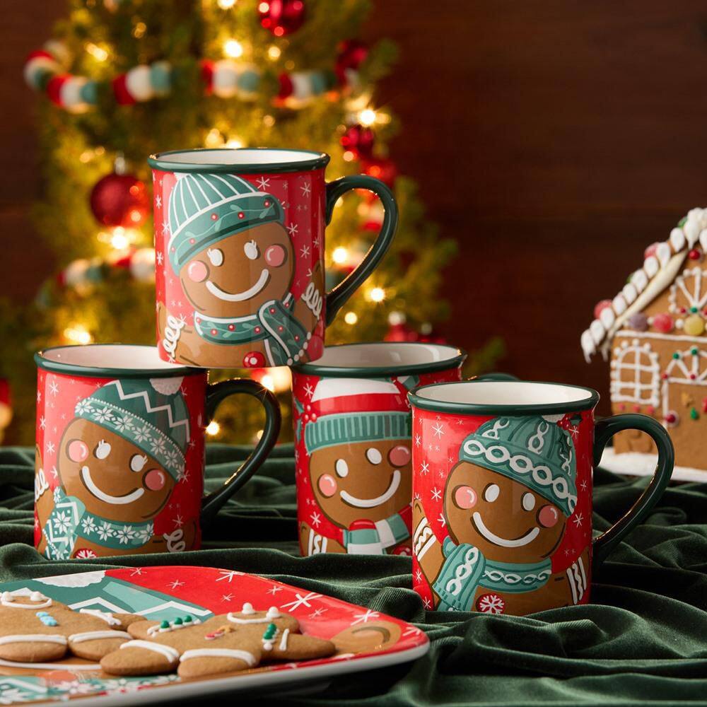 Christmas Whimsy Gingerbread 18 oz. Assorted Colors Ceramic Mugs (Set of 4) price history on PriceWatchPro