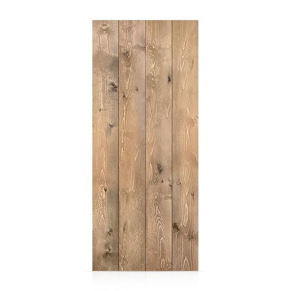 CALHOME 32 in. x 64 in. Light Brown Solid Pine Wood Bathroom Stall