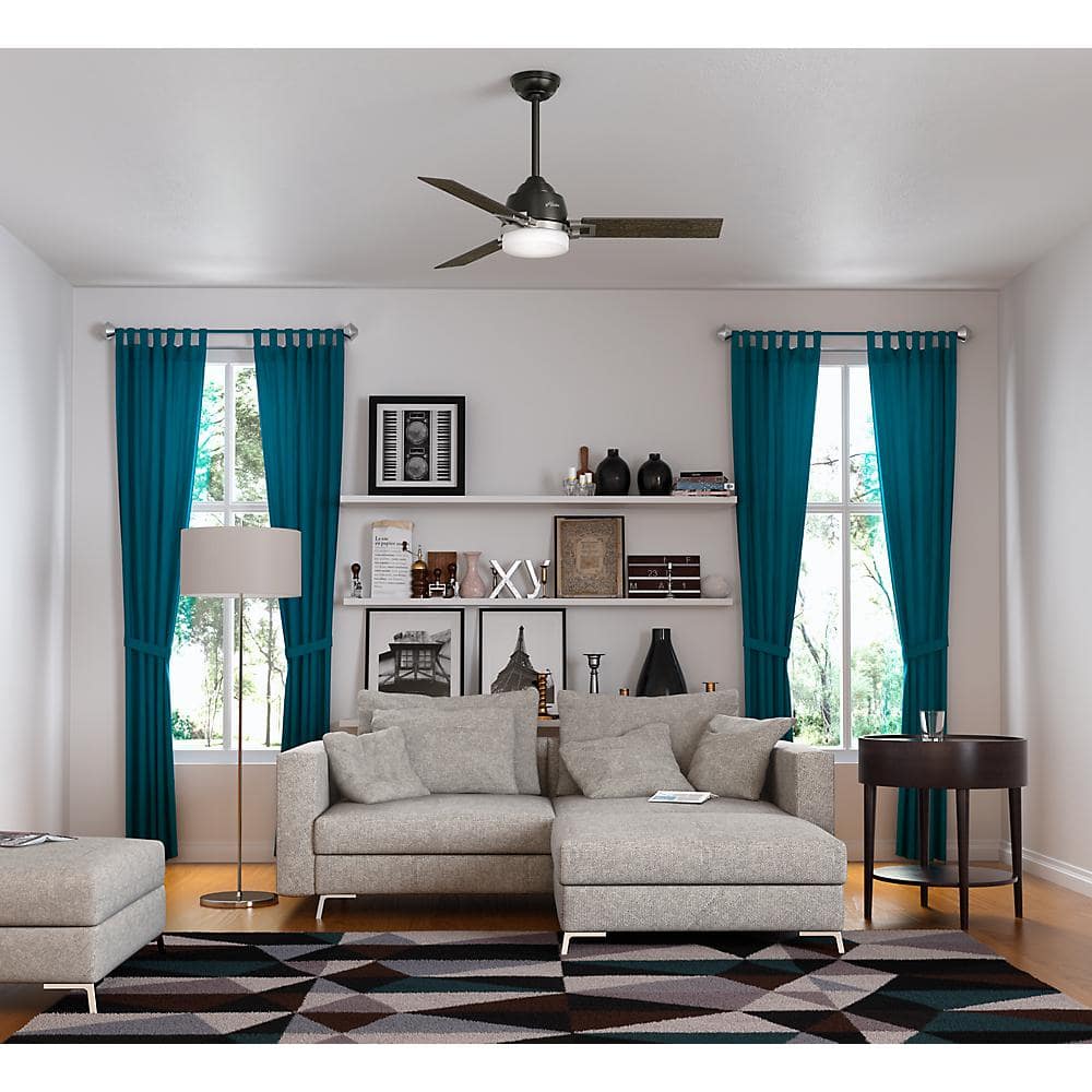 48'' Brushed Nickel 3-Blade Ceiling Fan with LED Light and Remote