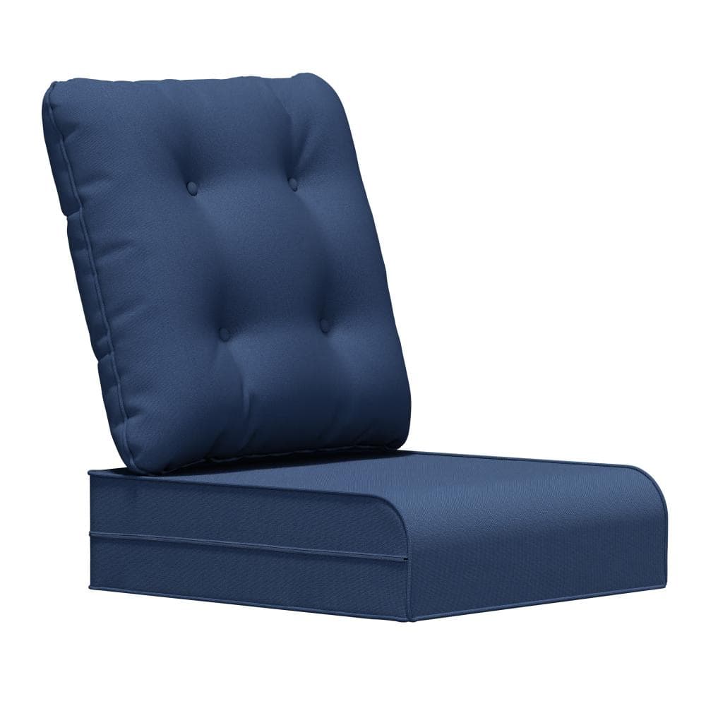 22 in. x 24 in. x 6 in. 2-Piece Extra Thick Tufted Outdoor Replacement Cushion with Zipper for Lounge Chair in Blue price history on PriceWatchPro
