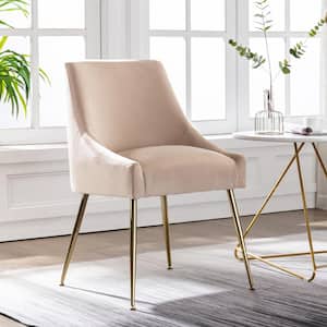 Trinity Tan Upholstered Velvet Accent Chair With Metal Legs