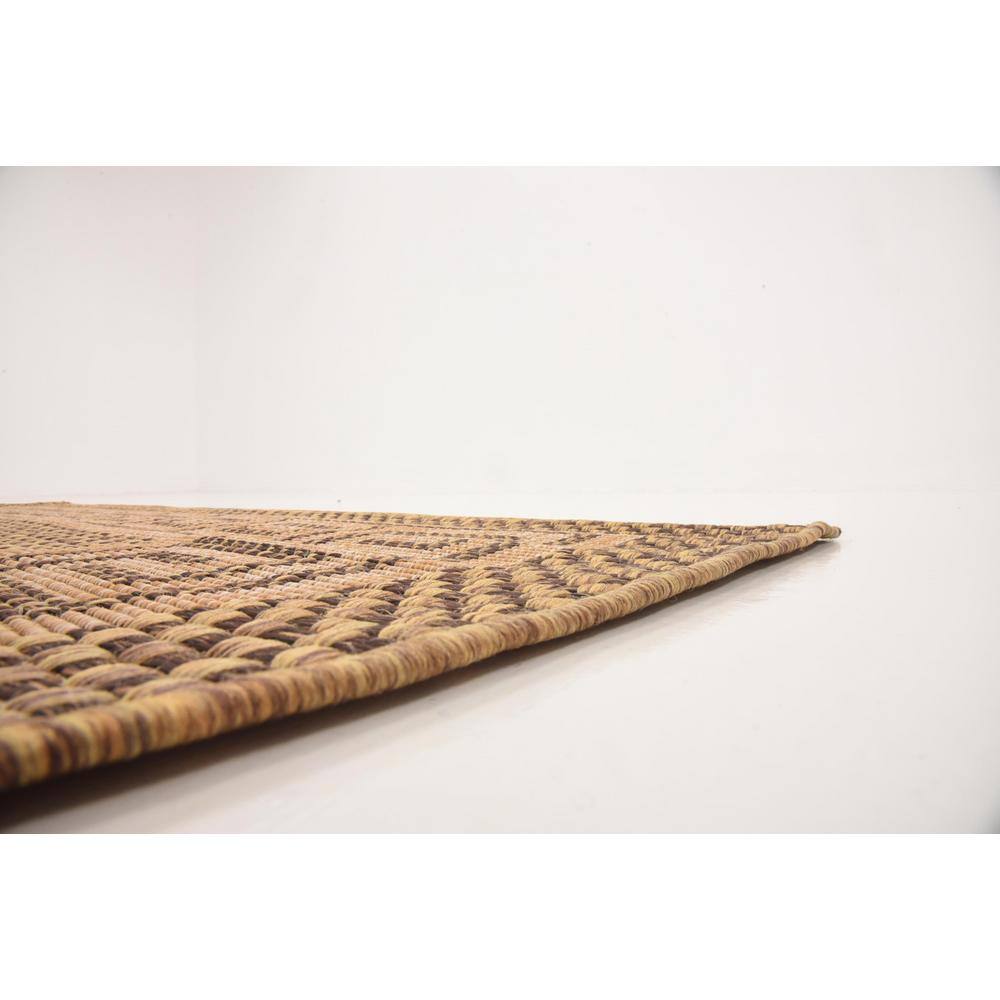 Brown Rectangular Stain-Resistant Synthetic Outdoor Rug