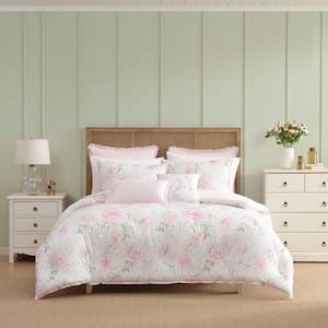 Laura Ashley Serenity Roses Reversible 7-Piece Light Pink Cotton