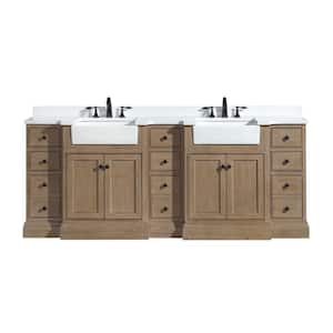 Kelly 84 in. W x 20.5 in. D x 34.5 in. H Bath Vanity in Weathered Fir with White Engineered Quartz Top with White Basin