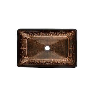 22 in. Handmade Glass Rectangle Vessel Bathroom Sink in Brown and Gold Fusion Finish with Faucet and Pop-Up Drain