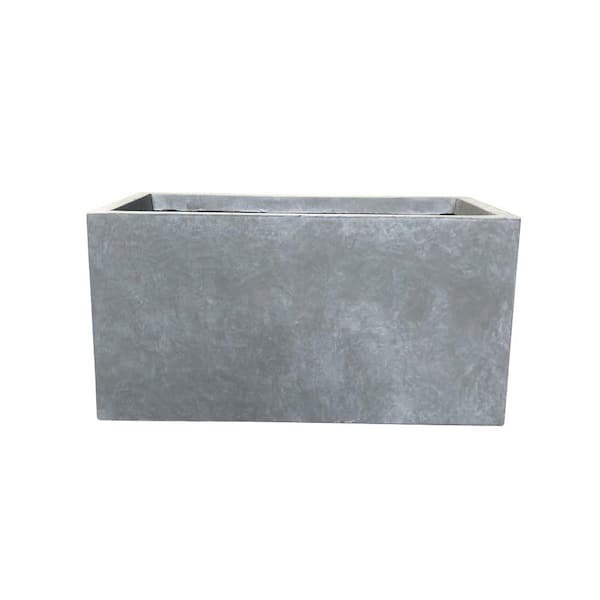23.2"L Slate Gray Long Rectangular Concrete Planter with Drainage Plug for Garden